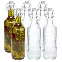 Secret de Gourmet Beugelfles / Weckfles - 6x - transparant glas - luchtdicht - 1 liter - waterfles