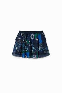 Tulen minirok met bloemen - BLUE - 9/10