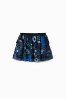 Tulen minirok met bloemen - BLUE - 5/6