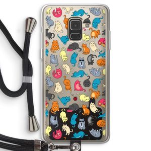 Kleurrijke katten: Samsung Galaxy A8 (2018) Transparant Hoesje met koord
