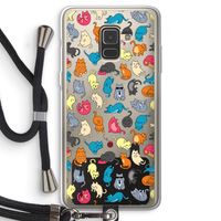 Kleurrijke katten: Samsung Galaxy A8 (2018) Transparant Hoesje met koord