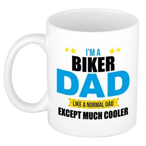 Biker dad mok / beker wit 300 ml - Cadeau mokken - Papa/ Vaderdag - feest mokken