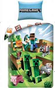 Minecraft Dekbedovertrek Battle - Steve - Creeper - Sheep - 140 x 200 cm - Katoen