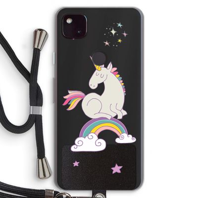 Regenboog eenhoorn: Pixel 4a 5G Transparant Hoesje met koord