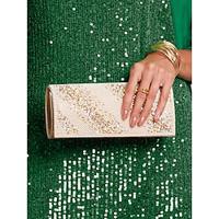 Luxe gouden en witte dames clutch met kralen - elegante avondtasje met sprankelende strass-accenten Lightinthebox