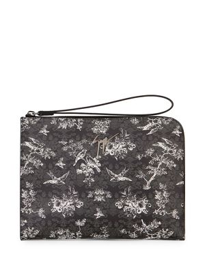 Giuseppe Zanotti pochette Fabian à fleurs - Noir