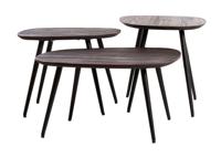 Light & Living Salontafel 'Viejo' Hout en metaal, Set van 3 stuks, kleur Donkerbruin