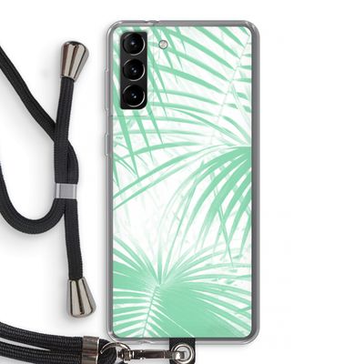 Palmbladeren: Samsung Galaxy S21 Plus Transparant Hoesje met koord