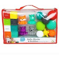 INFANTINO Senso Set van 8 zachte ballen, 8 sensorische blokjes en 4 sproeiers voor dieren
