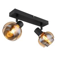 Globo Zwarte plafondlampTokki 2-lichts amber smoke glas - 54309-2B