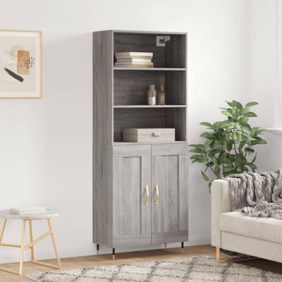 Hoge kast 69,5x34x180 cm bewerkt hout grijs sonoma eikenkleurig