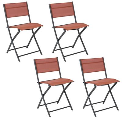 Home Deco Factory camping buiten klapstoel - 4x - aluminium - terracotta - L46 x B50 x H80 cm