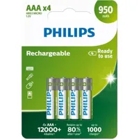 Philips Rechargeable NimH AAA/HR03 950mah blister 4 stuks
