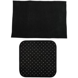 MSV Douche anti-slip mat en droogloop mat - Sevilla badkamer set - rubber/microvezel - zwart