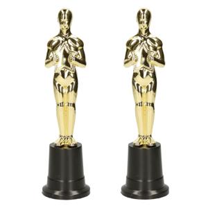 Filmster/Oscar award beeldje - 2x - goud - 22 cm - Hollywood thema film trofee