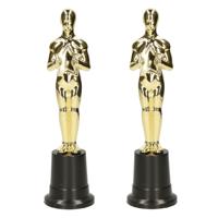 Filmster/Oscar award beeldje - 2x - goud - 22 cm - Hollywood thema film trofee