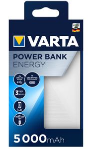 Varta Energy 5000 powerbank Lithium-Polymeer (LiPo) 5000 mAh Zwart, Wit