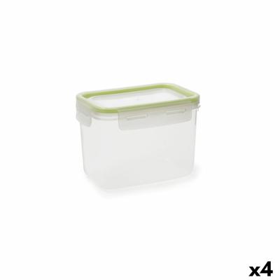 Hermetische Lunchtrommel Quid Greenery Transparant Plastic Rechthoekig 1,05 L (4 Stuks)