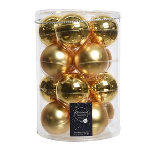Decoris glazen kerstballen 16x stuks goud 8 cm mat/glans   -