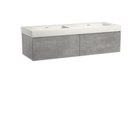 Storke Edge zwevend badmeubel 150 x 52 cm beton donkergrijs met Mata High dubbele wastafel in mat witte solid surface