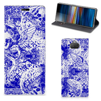 Mobiel BookCase Sony Xperia 10 Angel Skull Blauw - thumbnail