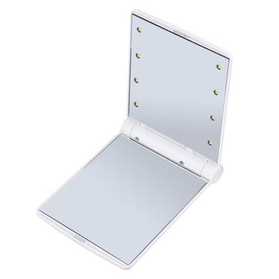2 PC'S Lady cosmetische ijdelheid spiegel vouwen draagbare Pocket ingebouwde LED-verlichting lampen (wit)