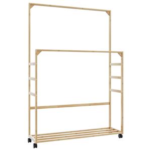 VidaXL Kledingrek met schappen en wielen 90x35x155 cm bamboe