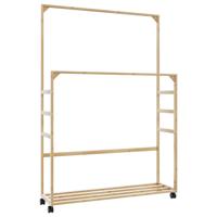 VidaXL Kledingrek met schappen en wielen 90x35x155 cm bamboe