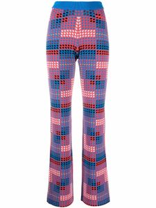 Rabanne pantalon en maille à motif géométrique - Bleu