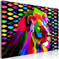 Schilderij - Regenboog Leeuw