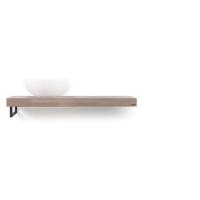 Looox Wooden Base Shelf solo L 100 cm, eiken old grey, handdoekhouders mat zwart - thumbnail