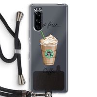 But first coffee: Sony Xperia 5 Transparant Hoesje met koord