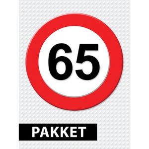 Verkeersbord 65 jaar feestartikelen pakket