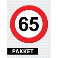 Verkeersbord 65 jaar feestartikelen pakket - thumbnail