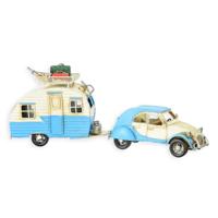 A TIN MODEL OF A 2CV WITH CARAVAN A TIN MODEL OF A 2CV WITH CARAVAN