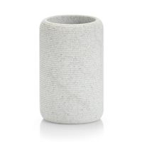 Badkamer beker grijs gestreept polyresin 11 cm