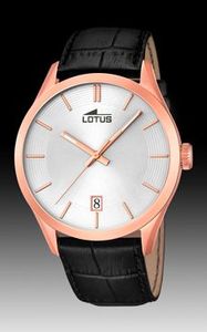 Lotus horlogeband 18113-3 Leder Zwart + zwart stiksel