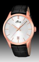 Lotus horlogeband 18113-3 Leder Zwart + zwart stiksel