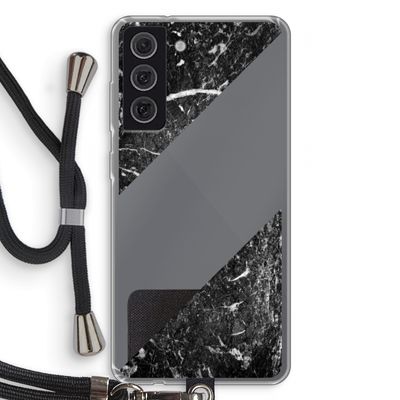 Zwart marmer: Samsung Galaxy S21 FE Transparant Hoesje met koord