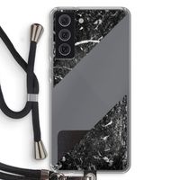 Zwart marmer: Samsung Galaxy S21 FE Transparant Hoesje met koord