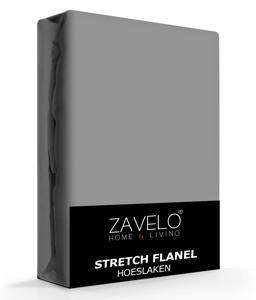 Zavelo Stretch Flanel Hoeslaken Antraciet-Lits-jumeaux (180x200 cm)