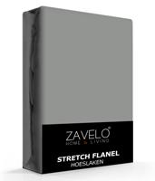 Zavelo Stretch Flanel Hoeslaken Antraciet-Lits-jumeaux (180x220 cm)