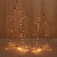 LED kerstbomen - 2x stuks - 3D - 72 en 91 cm - kerstverlichting - kerstverlichting figuur - thumbnail