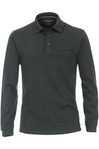 Casa Moda Casual Casual Fit Poloshirt lange mouw donkergroen, Motief