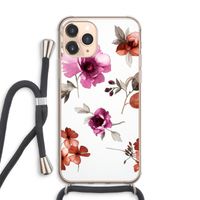 Geschilderde bloemen: iPhone 11 Pro Max Transparant Hoesje met koord