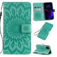 Gedrukt afdrukken zonnebloem patroon horizontale Flip PU lederen case voor iPhone 11 met houder & kaartsleuven & portemonnee & Lanyard