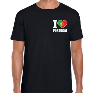 I love Portugal landen shirt zwart voor heren - borst bedrukking 2XL  -