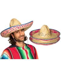 Carnaval verkleed Sombrero hoed Fiesta - 2x - naturel - volwassenen - polyester - Luxe uitvoering