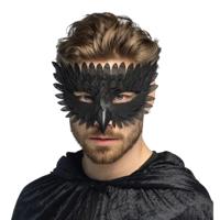 Oogmasker dier - Raaf - veren masker - zwart - carnaval - themafeest - verkleden