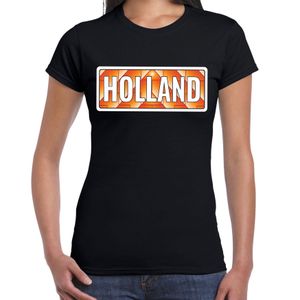 Holland / Oranje supporter t-shirt zwart voor dames